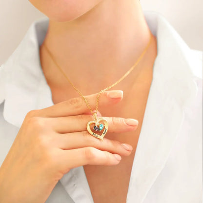 The Heart of Our Family - Birthstone Heart Necklace Set