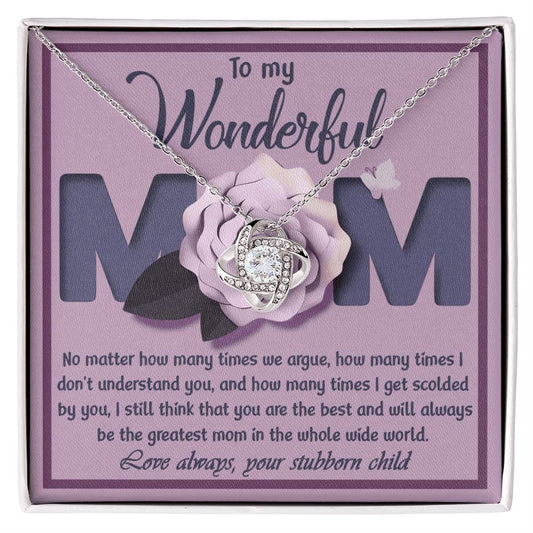 Mom - The Greatest Mom - Love Knot Necklace