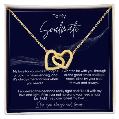 To My Soulmate - Strong As A Rock - Interlocked Hearts - Dark Card