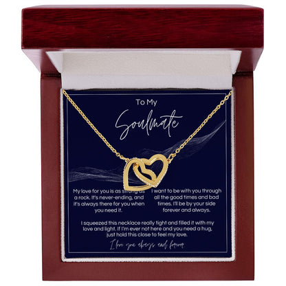 To My Soulmate - Strong As A Rock - Interlocked Hearts - Dark Card