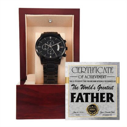 Dad - World's Greatest Father - Metal Chronograph Watch