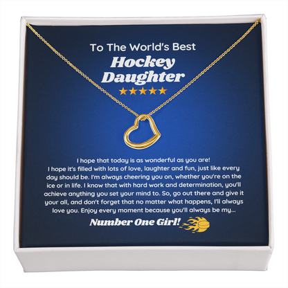 To The World's Best Hockey Daughter - Delicate Heart Necklace