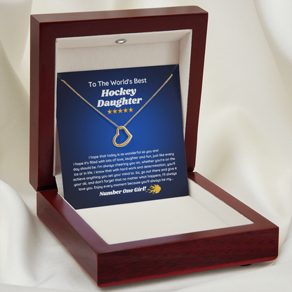 To The World's Best Hockey Daughter - Delicate Heart Necklace