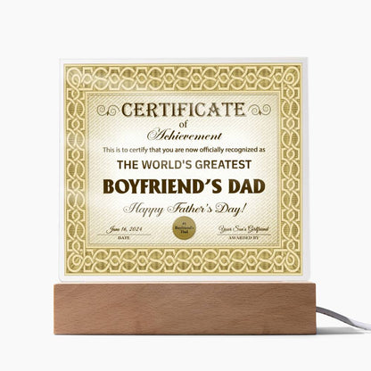 Boyfriend's Dad - Certificate Of Achievement