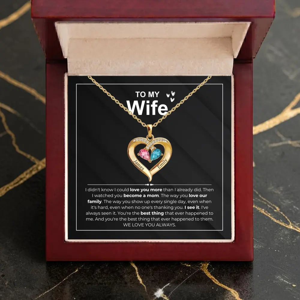 The Heart of Our Family - Birthstone Heart Necklace Set