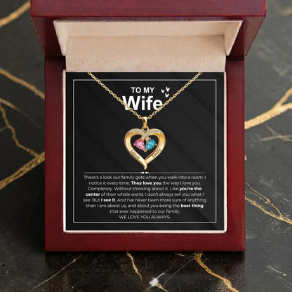 The Heart of Our Family - Birthstone Heart Necklace Set