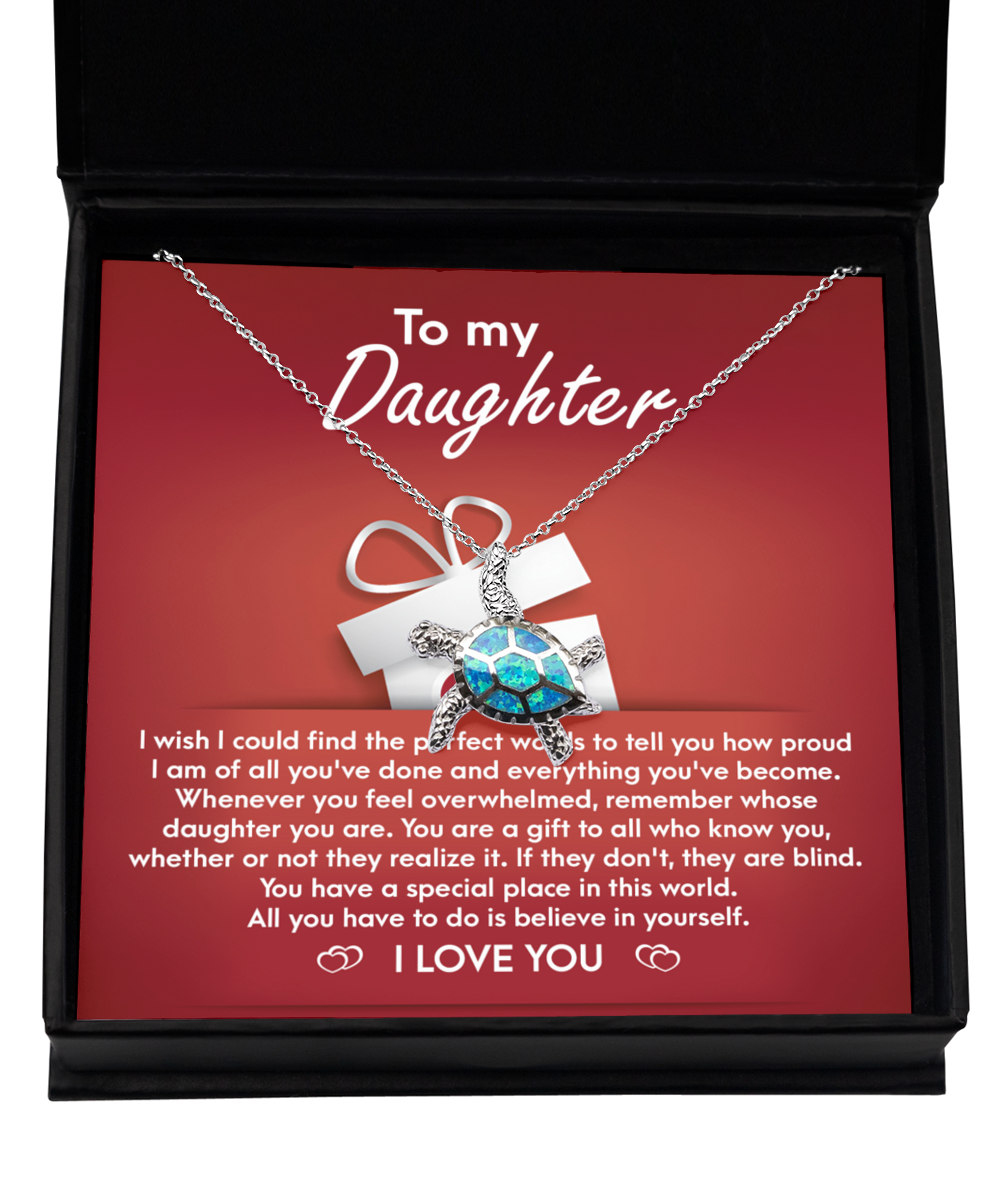 Daughter - A Gift - Opal Turtle Necklace