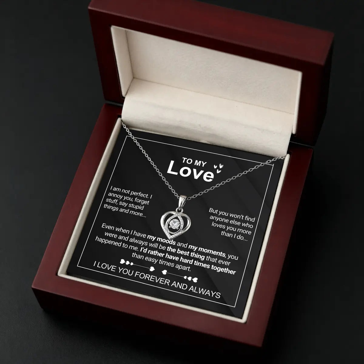 To My Love - Forever & Always Heart Necklace Set
