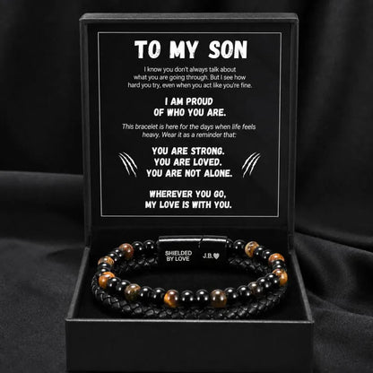 To My Son - The Guardian - Tiger's Eye Bracelet Gift